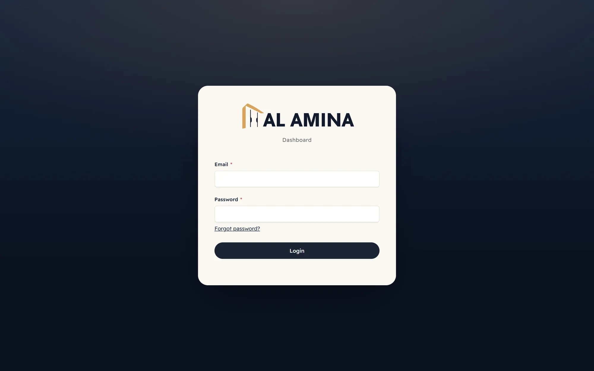 The dashboard sign-in page with the Alamina logo